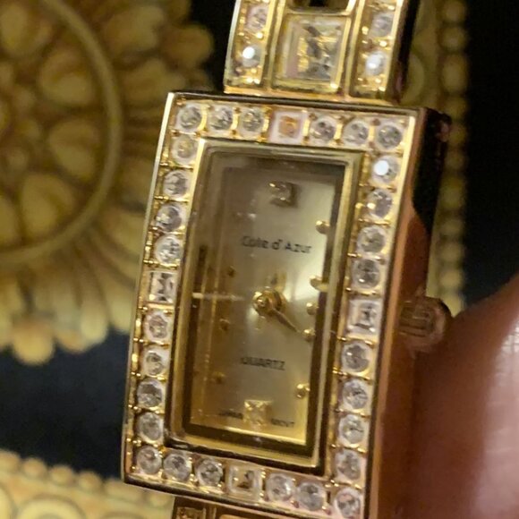 PRICE DROP. Cote D’Azur “Diamond-Crystal” Gold-tone Women’s Watch - Picture 4 of 5